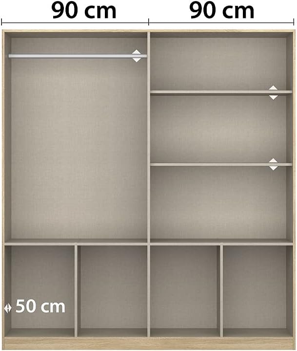 Rauch Möbel Celle Schrank Drehtürenschrank in Weiß/Hochglanz Weiß, 4-türig mit 8 Schubladen, inkl. Zubehörpaket Basic 1 Kleiderstange 2 Einlegeöden, BxHxT 181x197x54 cm