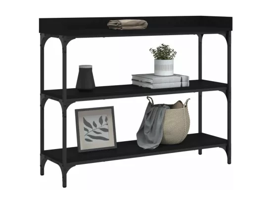 Table console avec étagères noir 100x30x80 cm