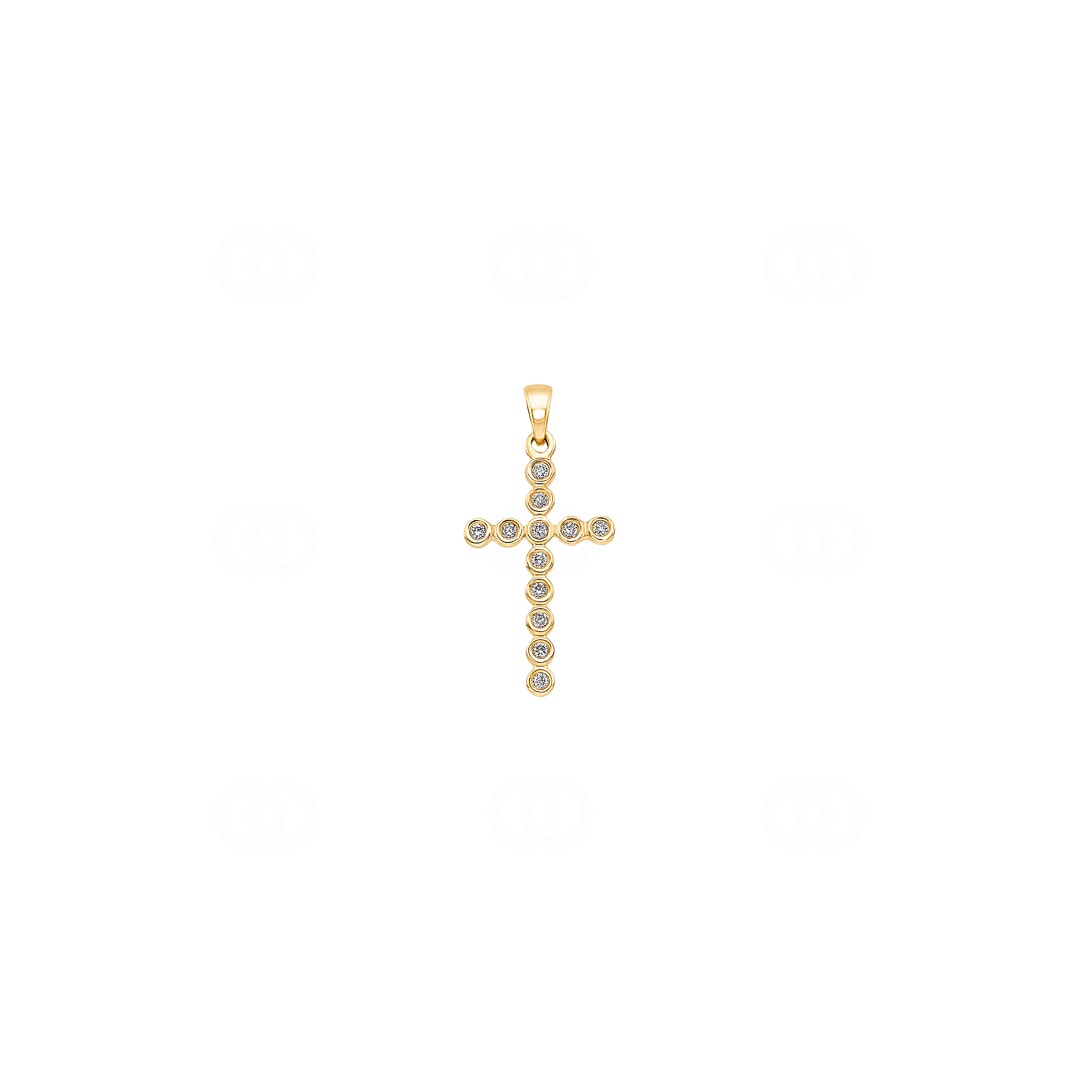 Anhänger 750/18 K Gelbgold Kreuz mit Diamanten 0.07 ct H/si