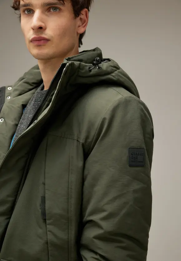 Sportiver Parka mit Kapuze - dark forest green