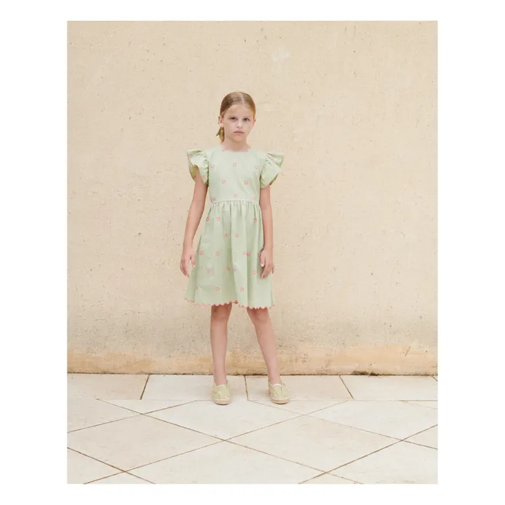 Bebe Organic Robe à Carreaux Pipa | Vert amande