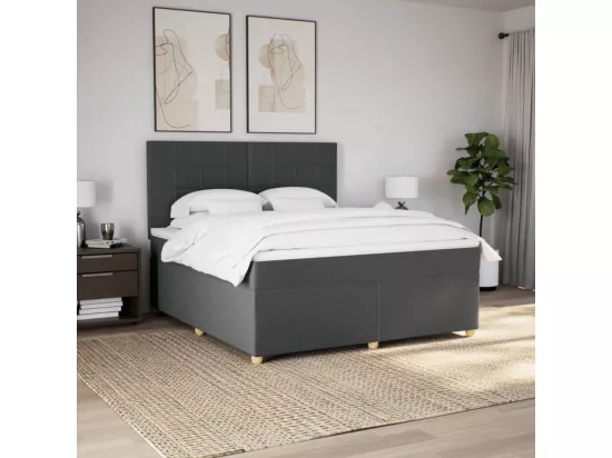 Sommier à lattes de lit avec matelas Gris foncé 180x200cm Tissu