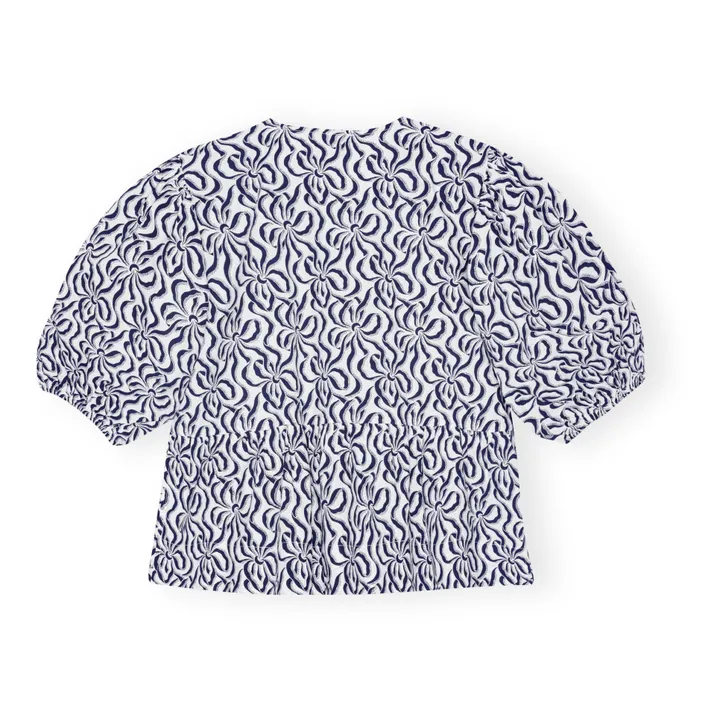 Ganni Blouse Peplum Popeline de Coton Bio | Bleu marine
