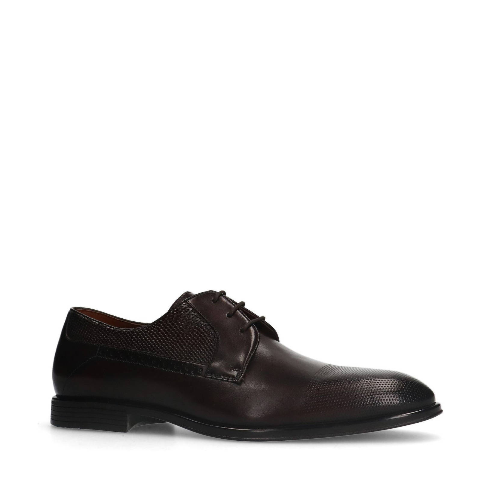 Manfield leren veterschoenen donkerbruin
