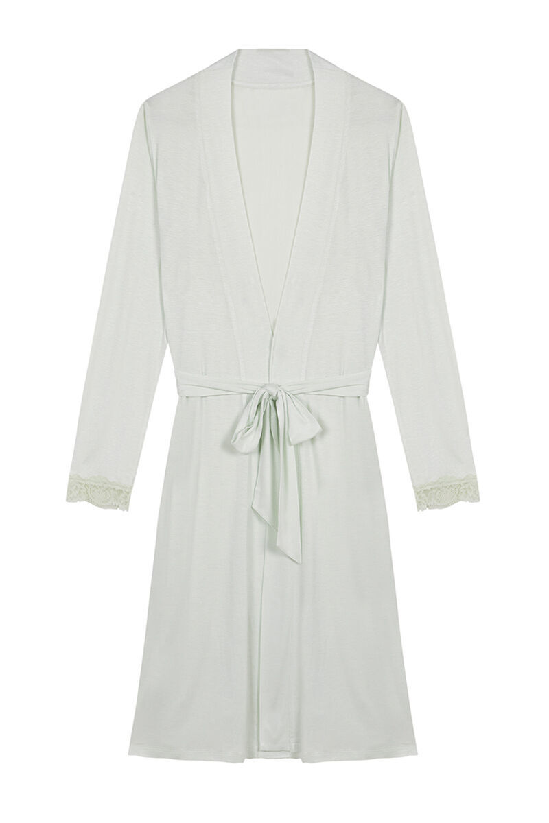 Vestido midi verde de renda - Estampado