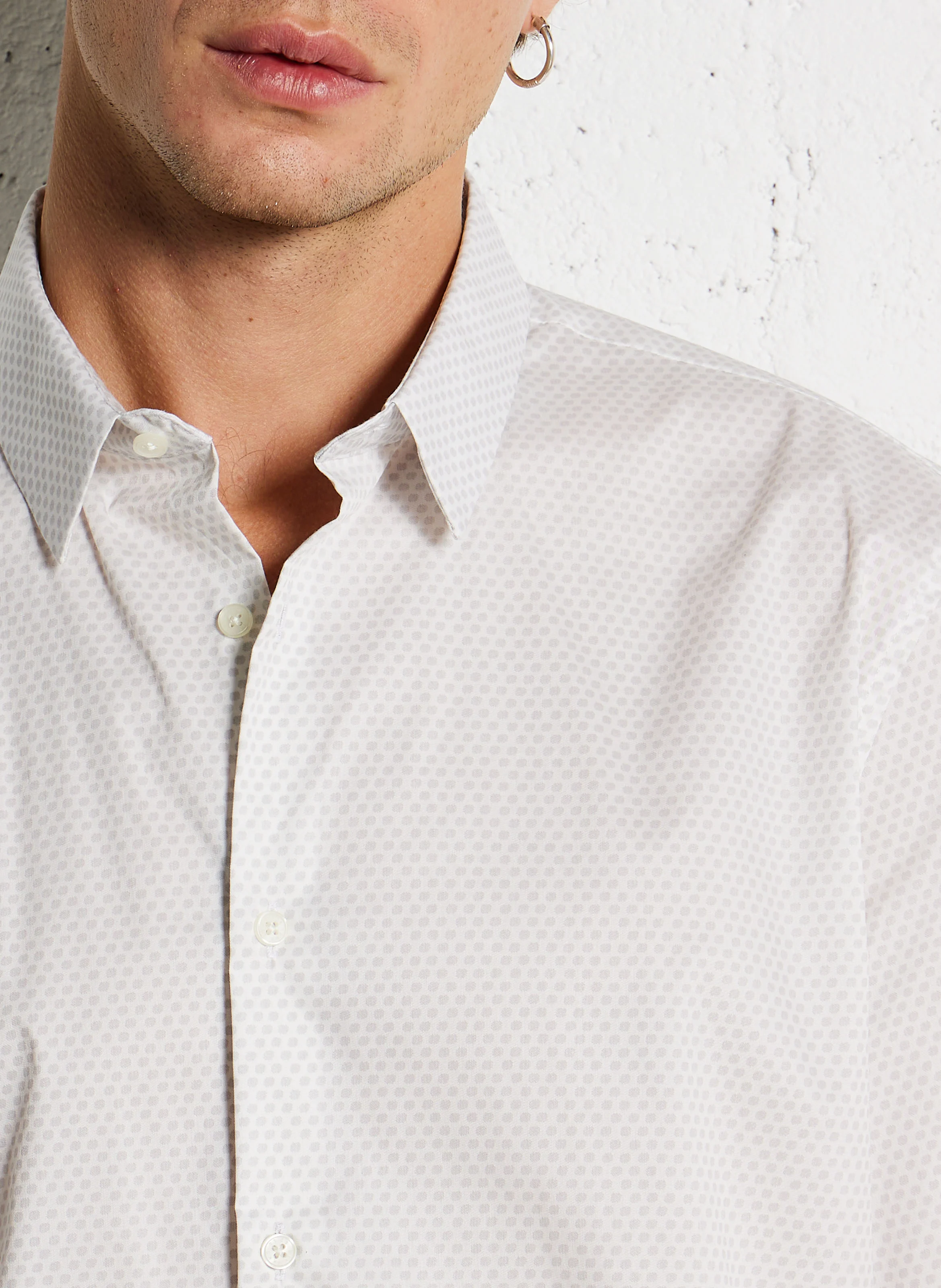 Chemise slim-fit en coton stretch| Gris