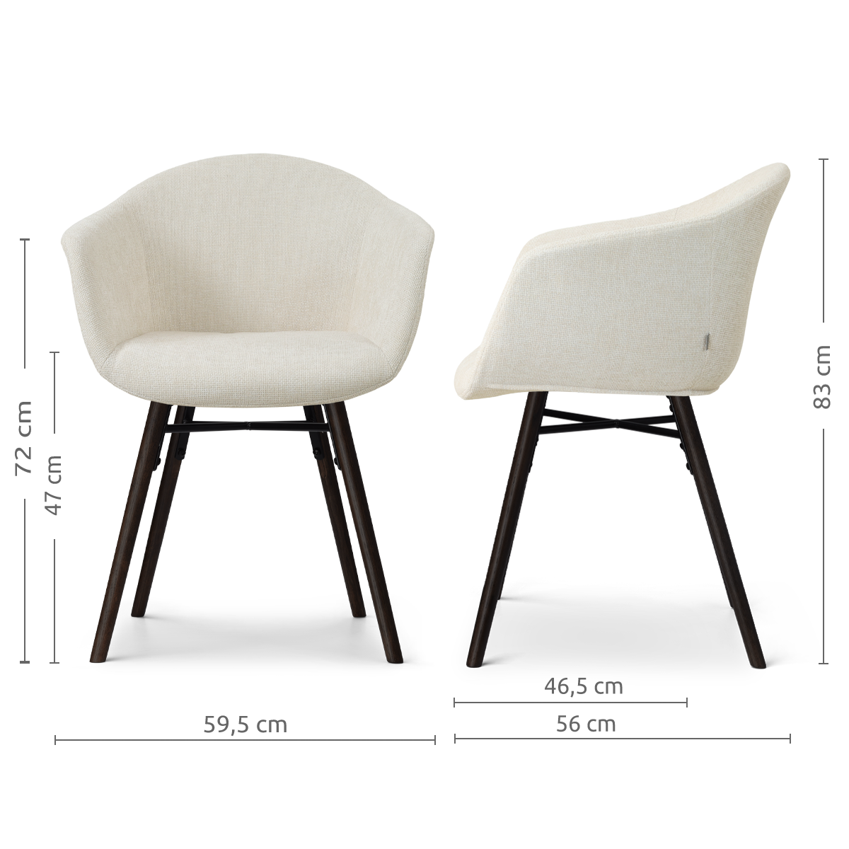Eetkamerstoel Nena-Otis zwart onderstel cottonbeige