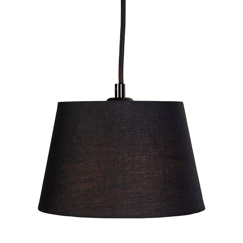 Hanglamp met 3 katoenen kappen zwart met goud - Cava
