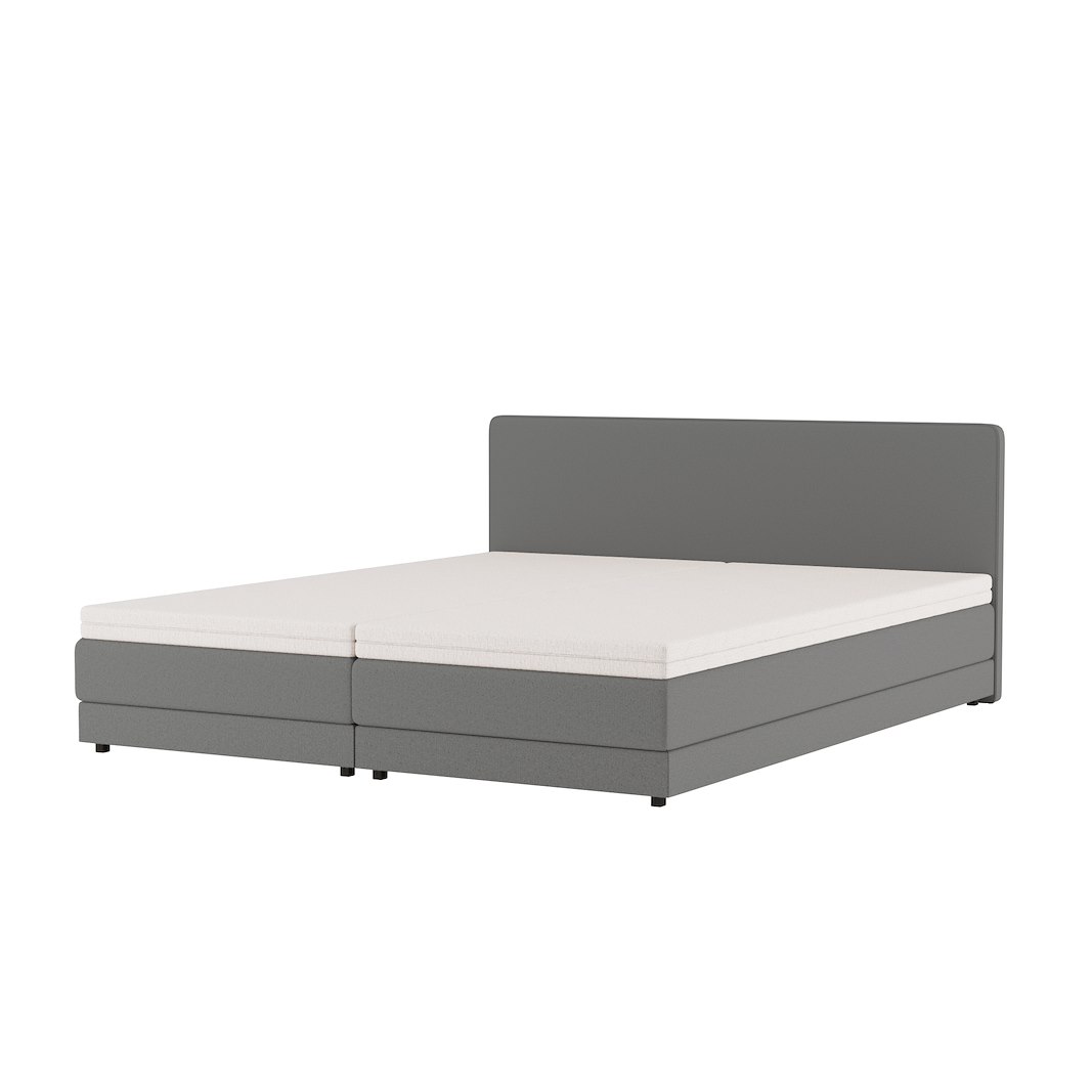 Premium 10 regulerbar seng 210x210 cm Tekstil Storm 97 mørk grå, fast/fast, Premium 10 overmadrass med sorte ben, gavl selges separate.