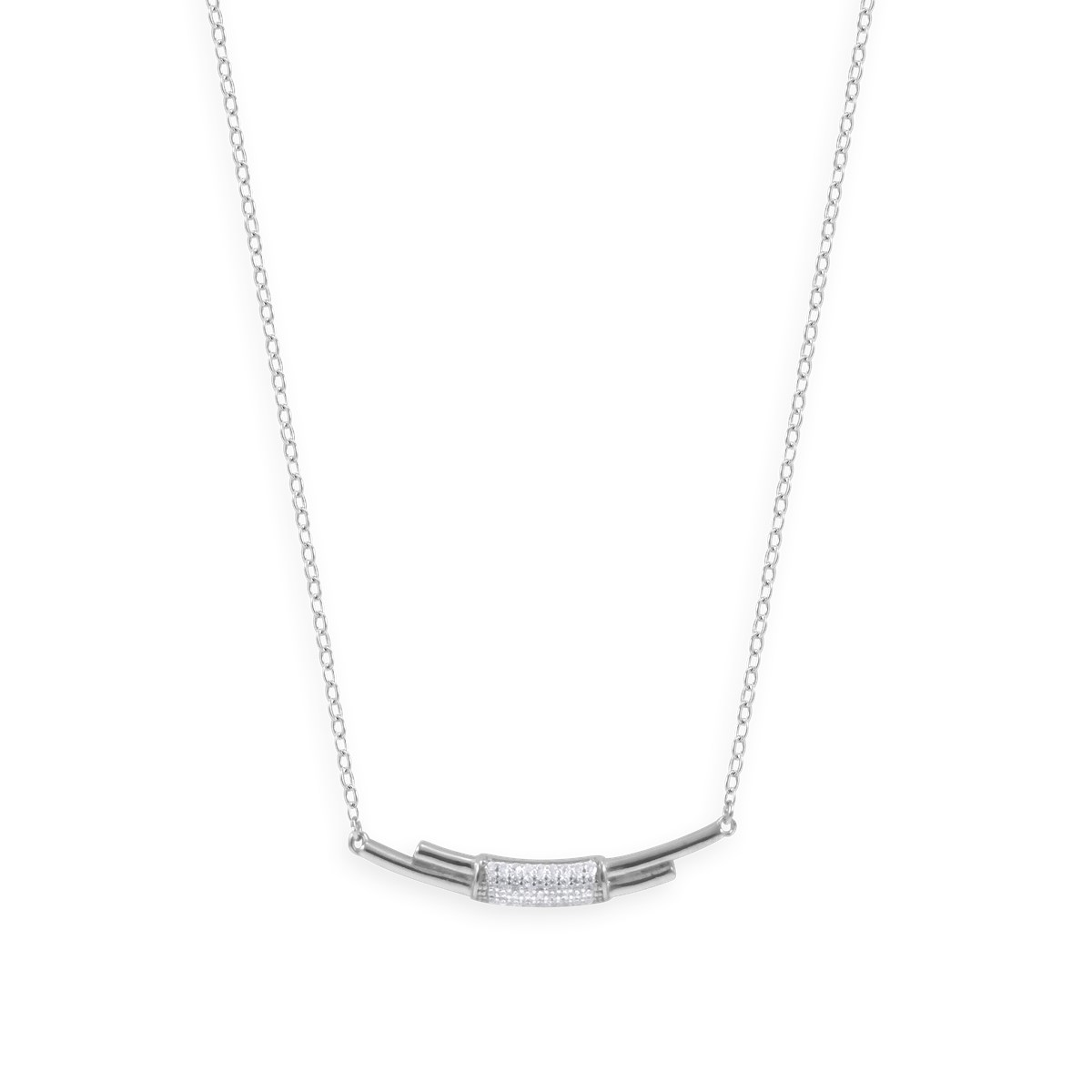 Collier en argent 925 rhodié avec oxydes de zirconium