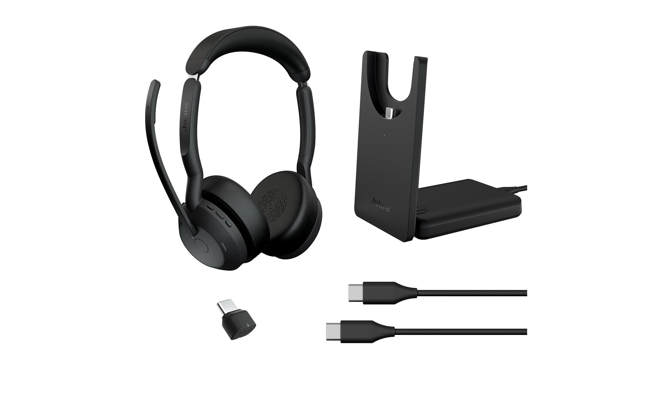 Headset Evolve2 55 Duo UC, USB-C, inkl. Ladestation<br>Das professionelle Headset, mit dem Sie alle Aufgaben erledigen können, die Ihr hybrider Arbeitstag mit sich bringt