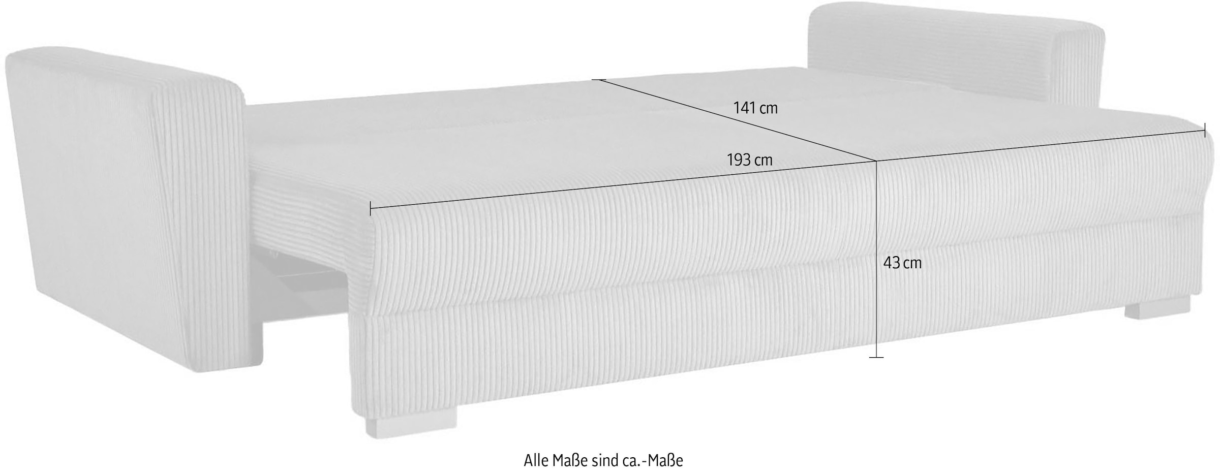 Home affaire 3-Sitzer »MAGHERA Schlafsofa mit Bettkasten, in hochwertiger Verarbeitung« mit Wellenunterfederung, pflegeleicht Material, B/H/T 230/92,5/79 cm