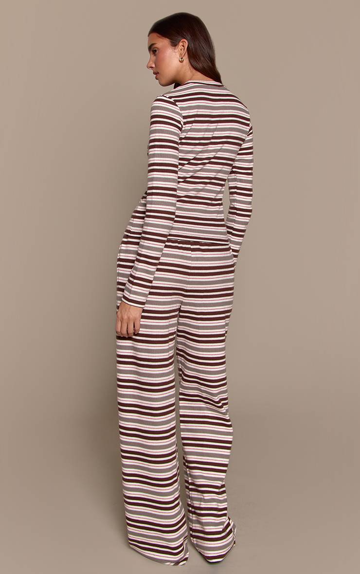 Marron Pantalon De Jogging Large À Rayures Toucher Doux