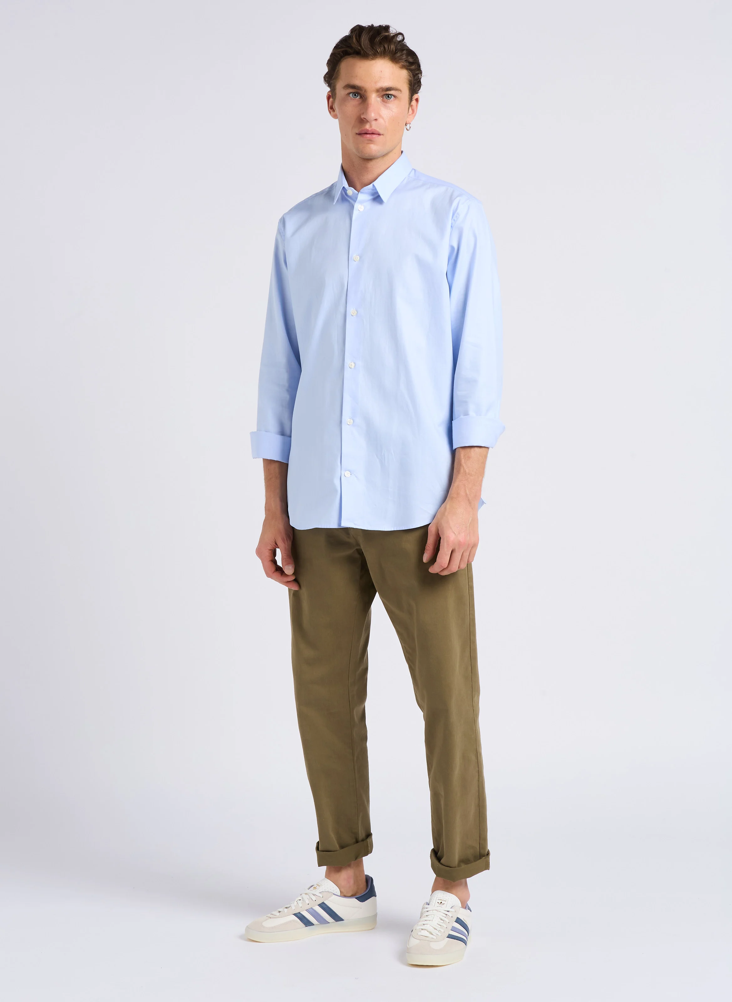 LAAVE - Chemise col classique slim-fit en coton | Bleu