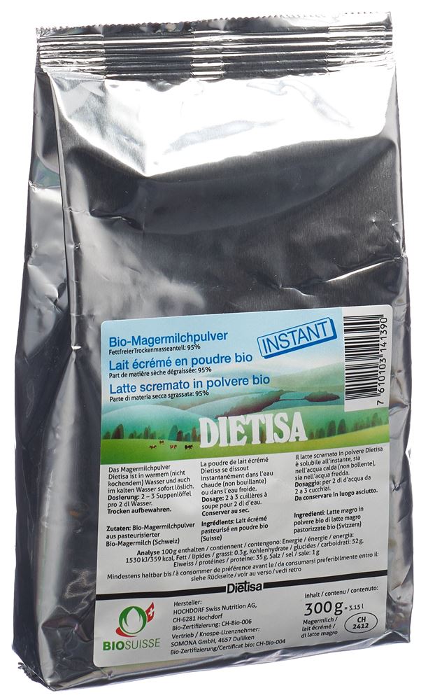 DIETISA Magermilchpulver<br>300 g, Beutel, instant Bio