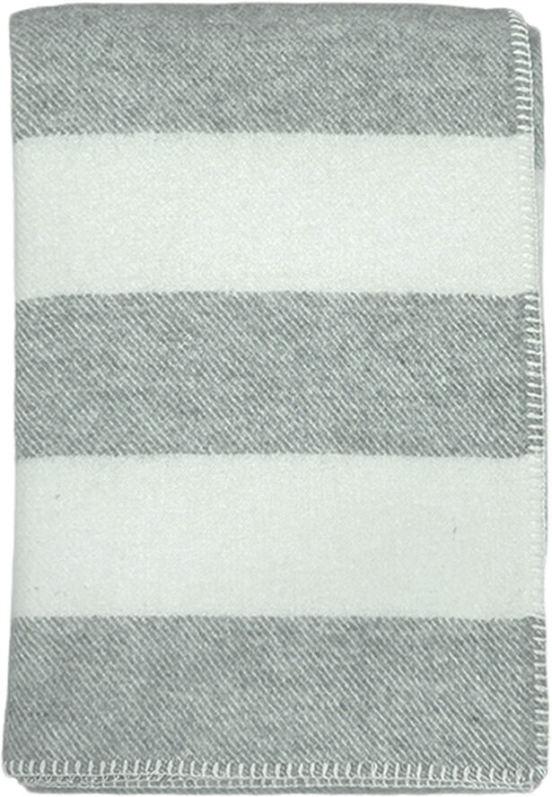 Klippan Uldplaid Unni stripe light grey/whi