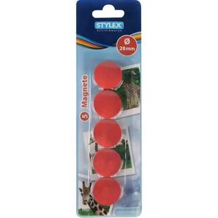 Stylex Magnete rot. rund, Durchmesser: 28 mm, 5 Stück