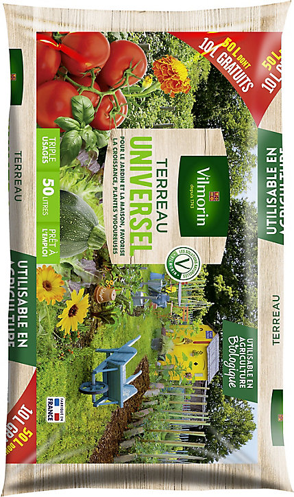 Terreau universel Vilmorin 50L dont 10 gratuits