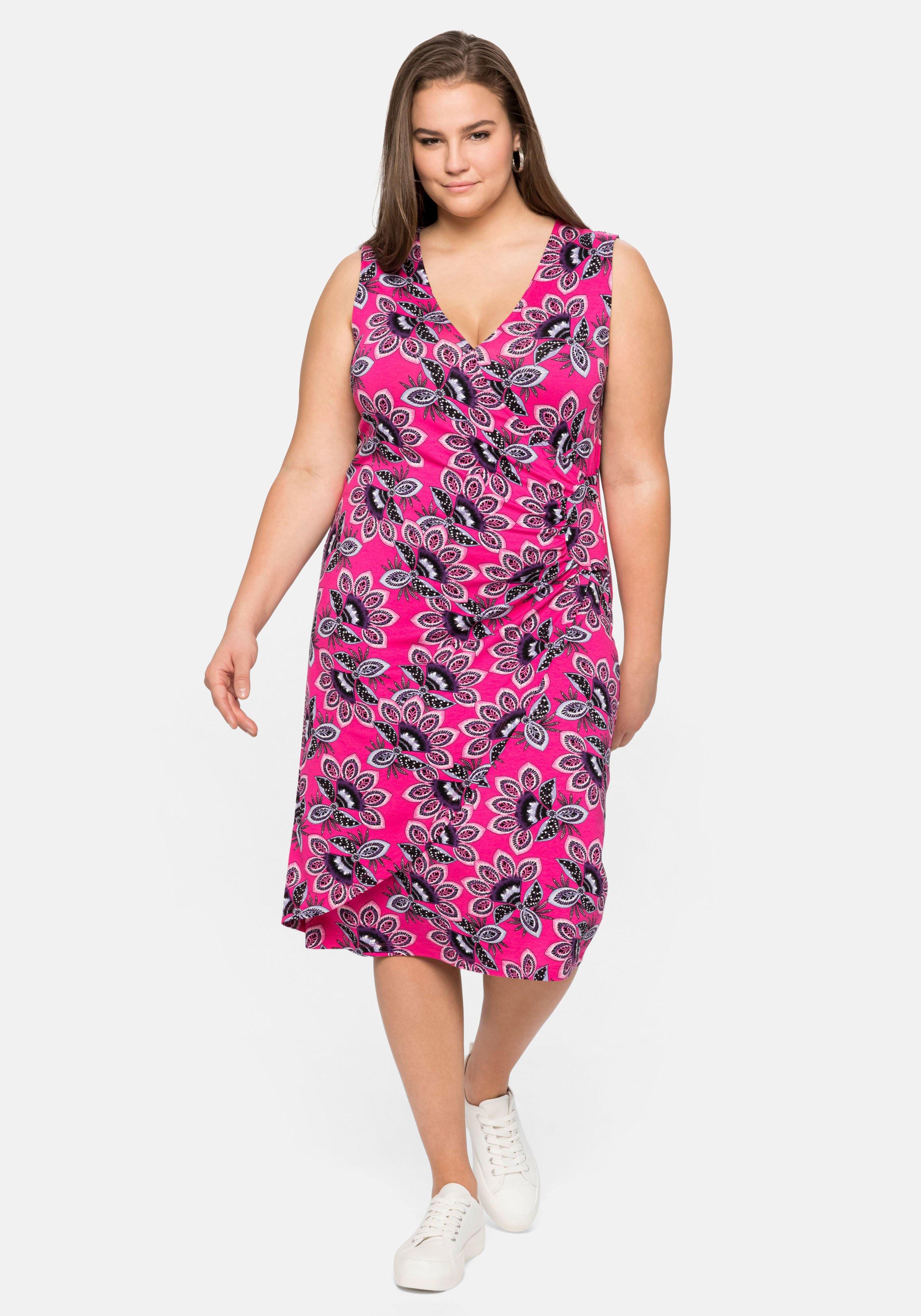 Jerseykleid in Wickeloptik, mit Blumendruck