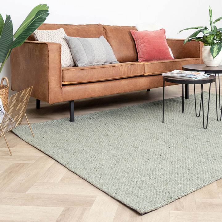 Wollen vloerkleed - Melange Mint | Lekker warm