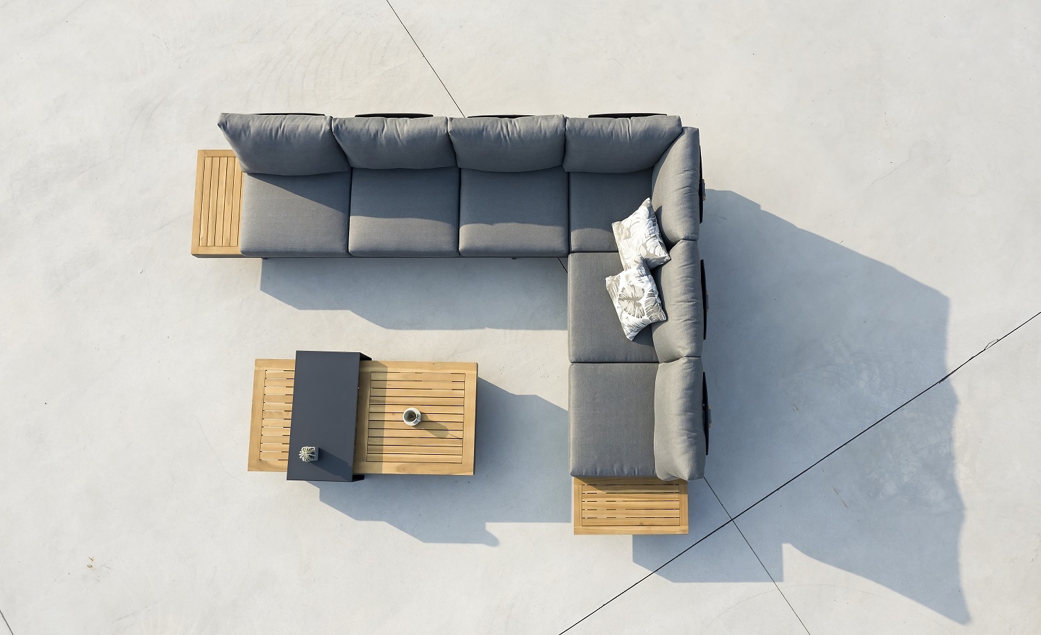 4-teilige Garten-Lounge - anthrazit-teak - Akazie massiv - variable Rückenlehnen