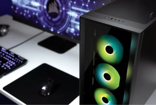 CORSAIR | iCUE 4000X RGB – Miditower - ATX - ingen strømforsyning - Sort - USB/Lyd