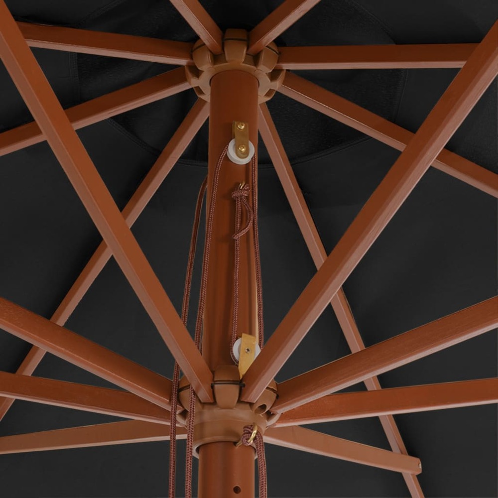 Parasol avec mât en bois 350 cm anthracite