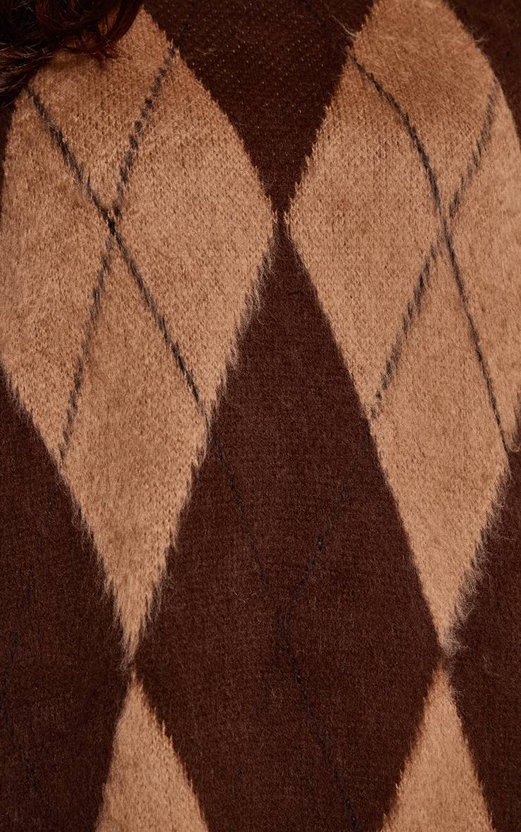 Chocolat Robe Synthétiquell Mini En Maille Brossée À Motif Argyle Grande Taille