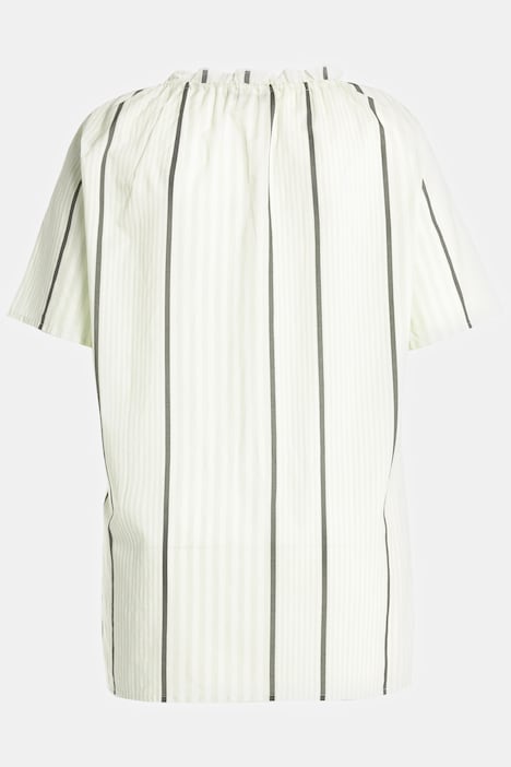Bluse, Streifen, A-Linie, Stehkragen, Halbarm
