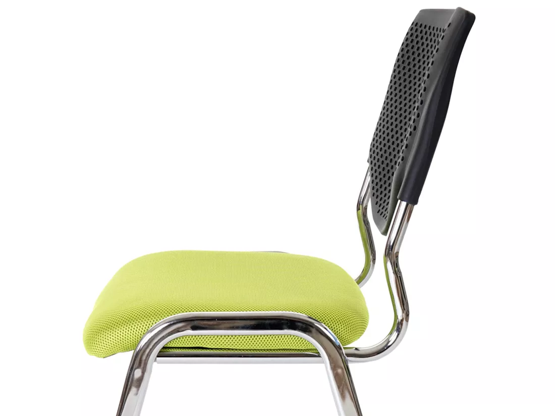 Chaise visiteur H401 Empilable, siège vert, pieds chromés
