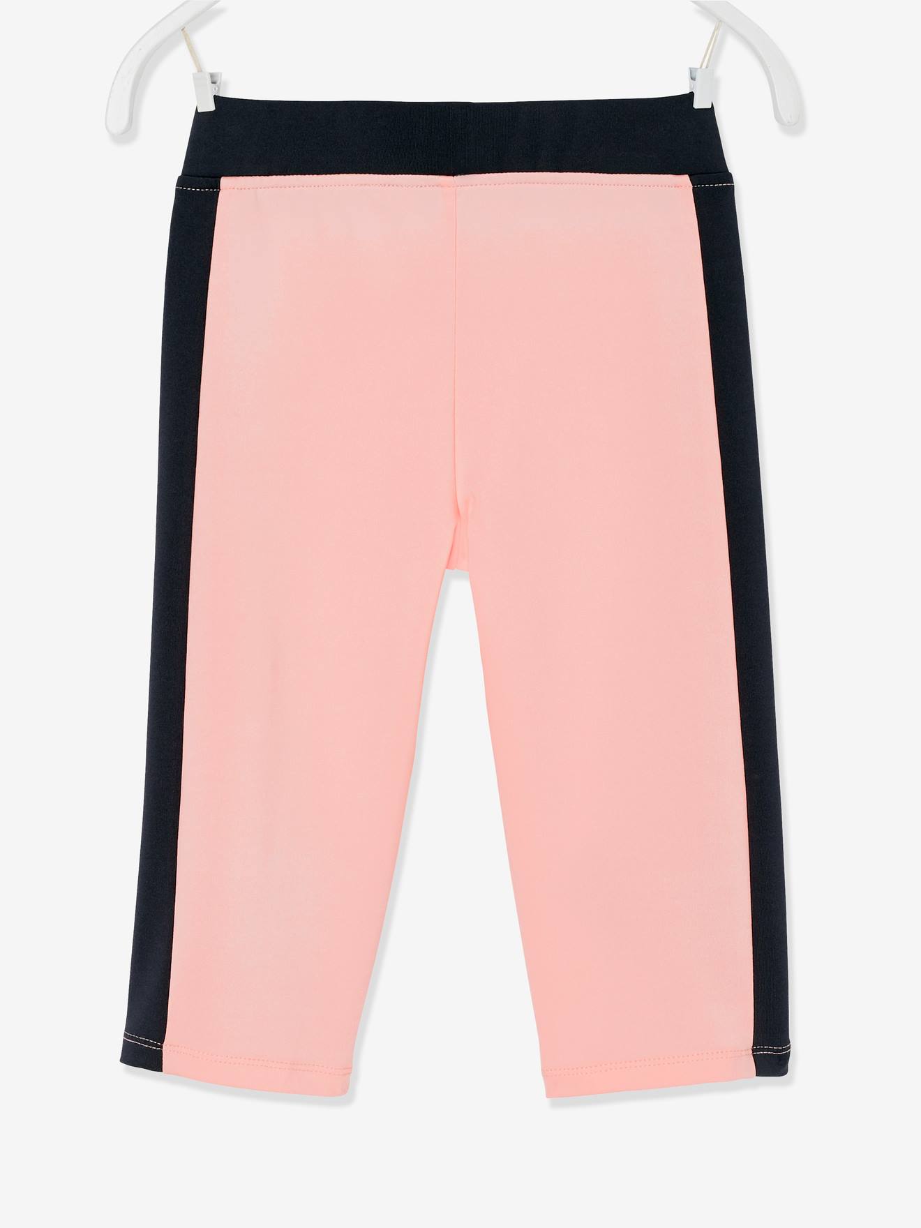 Leggings esportivas lisas rosa claro para meninas com estampas.