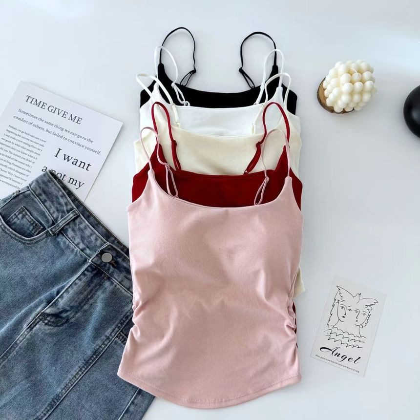 Wildery - Effen geplooide cami-top met vulling
