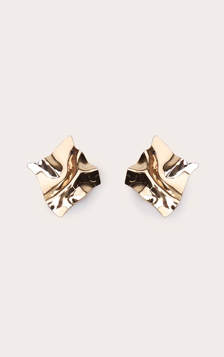 Doré Boucles D'oreilles Géométriques Carrées À Effet Métallisé