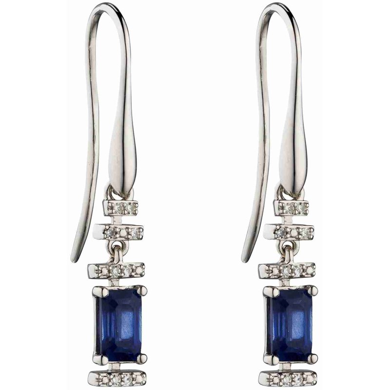 Boucle d'oreille saphir et diamat en Or 375/1000