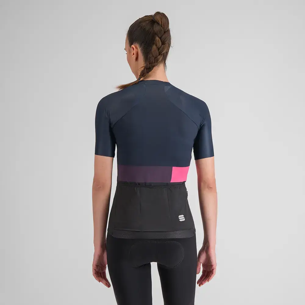 Sportful Snap Fietsshirt Korte Mouwen Donkerblauw/Zwart Dames