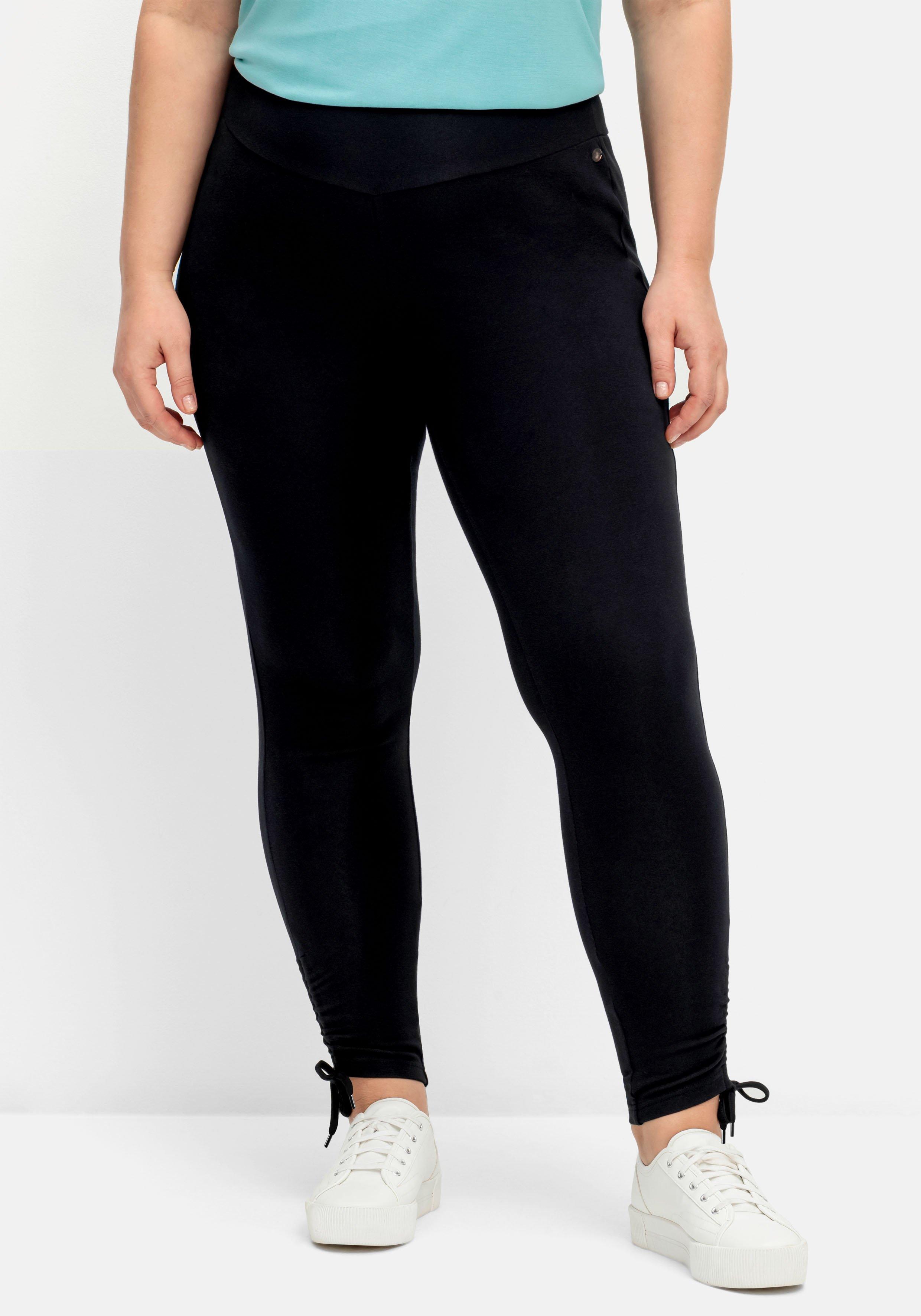 Leggings mit breitem Bund und Raffung am Saum