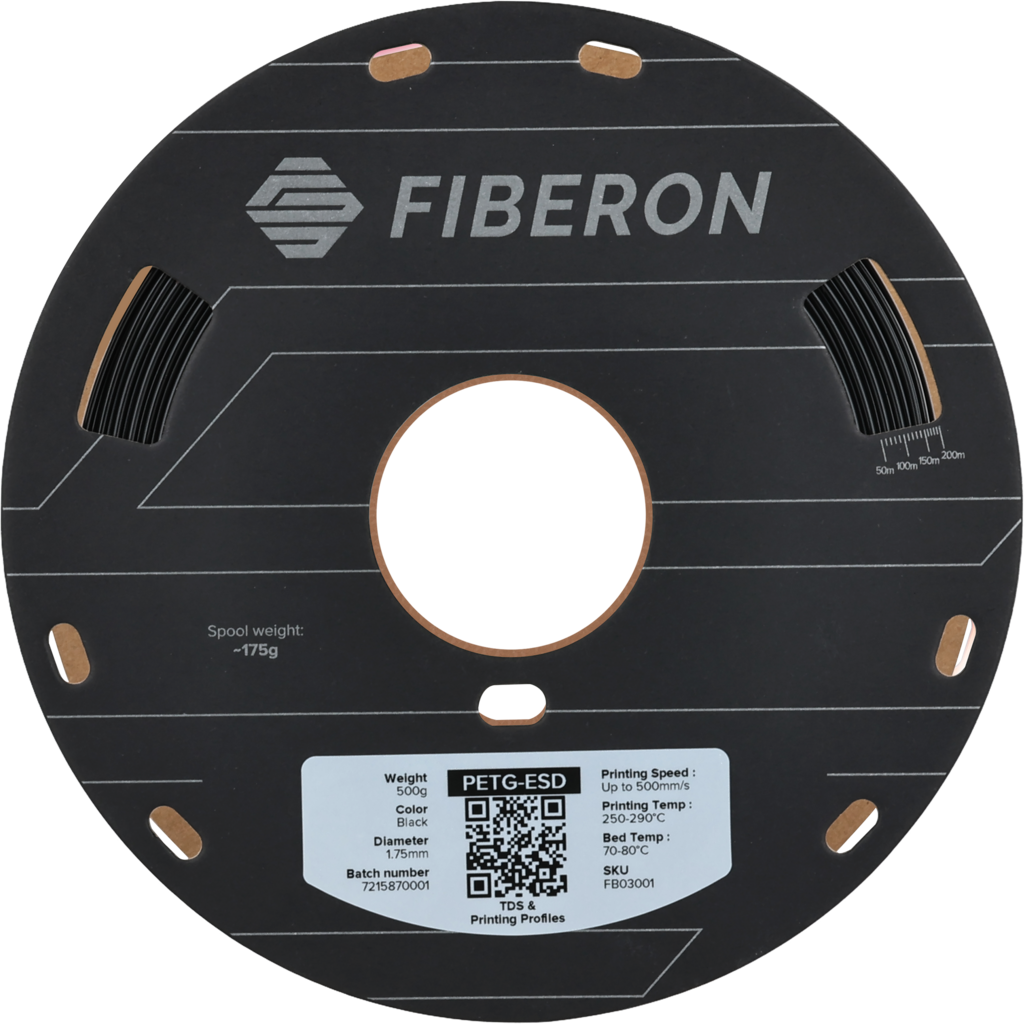 Polymaker  Fiberon™ PETG-ESD Black, 1,75 mm / 500 g    PETG Filament mit ESD Schutz für elektronische Bauteile in Schwarz