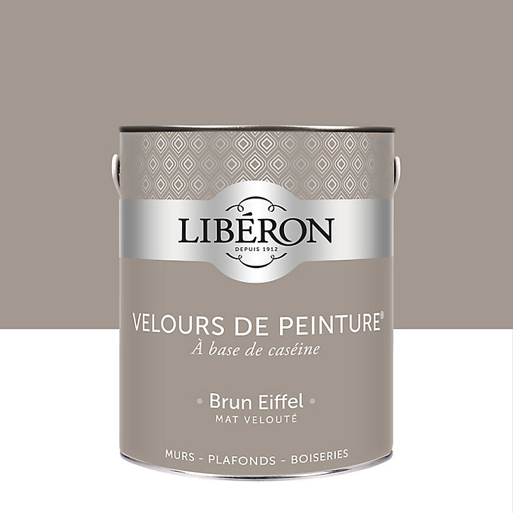 Peinture murs, plafonds et boiseries Velours de peinture marron brun eiffel Libéron 2,5L