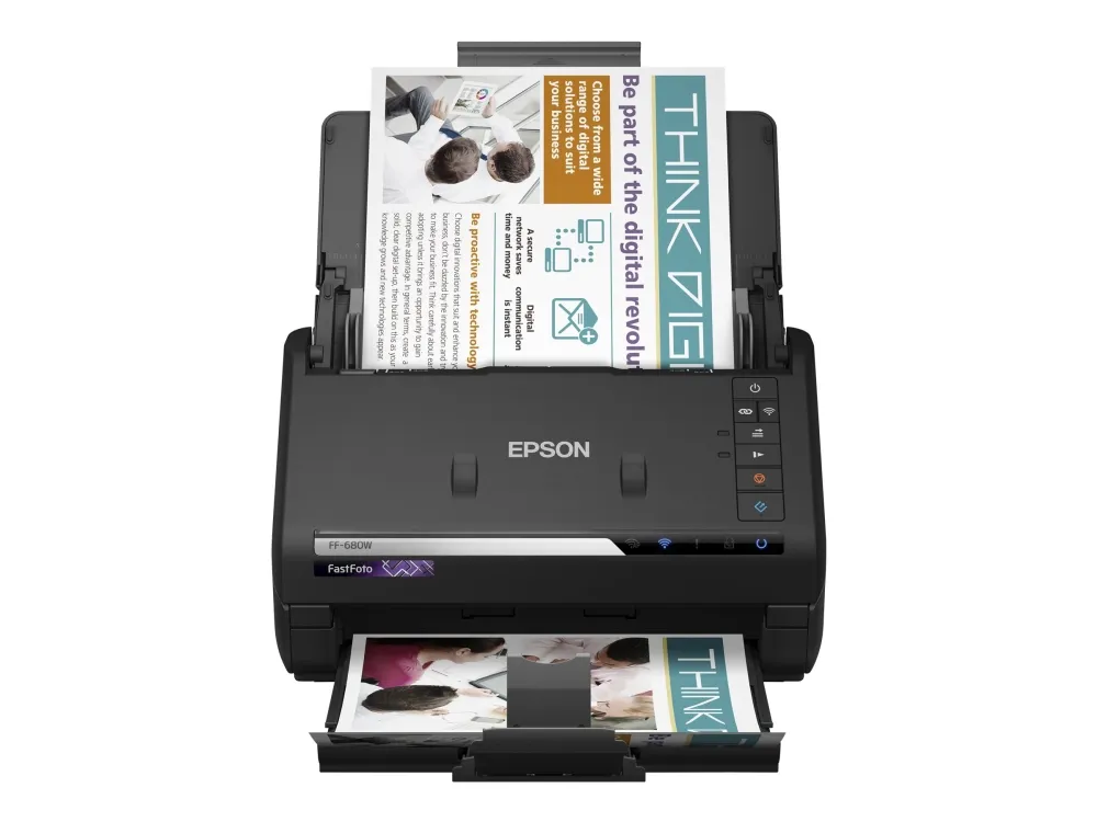 Epson FastFoto FF-680W - Dokumentscanner - Contact Image Sensor (CIS) - Duplex - A4 - 600 dpi x 600 dpi - op til 45 ppm (mono) / op til 45 ppm (farve) - ADF (100 ark) - USB 3.0, Wi-Fi(n)