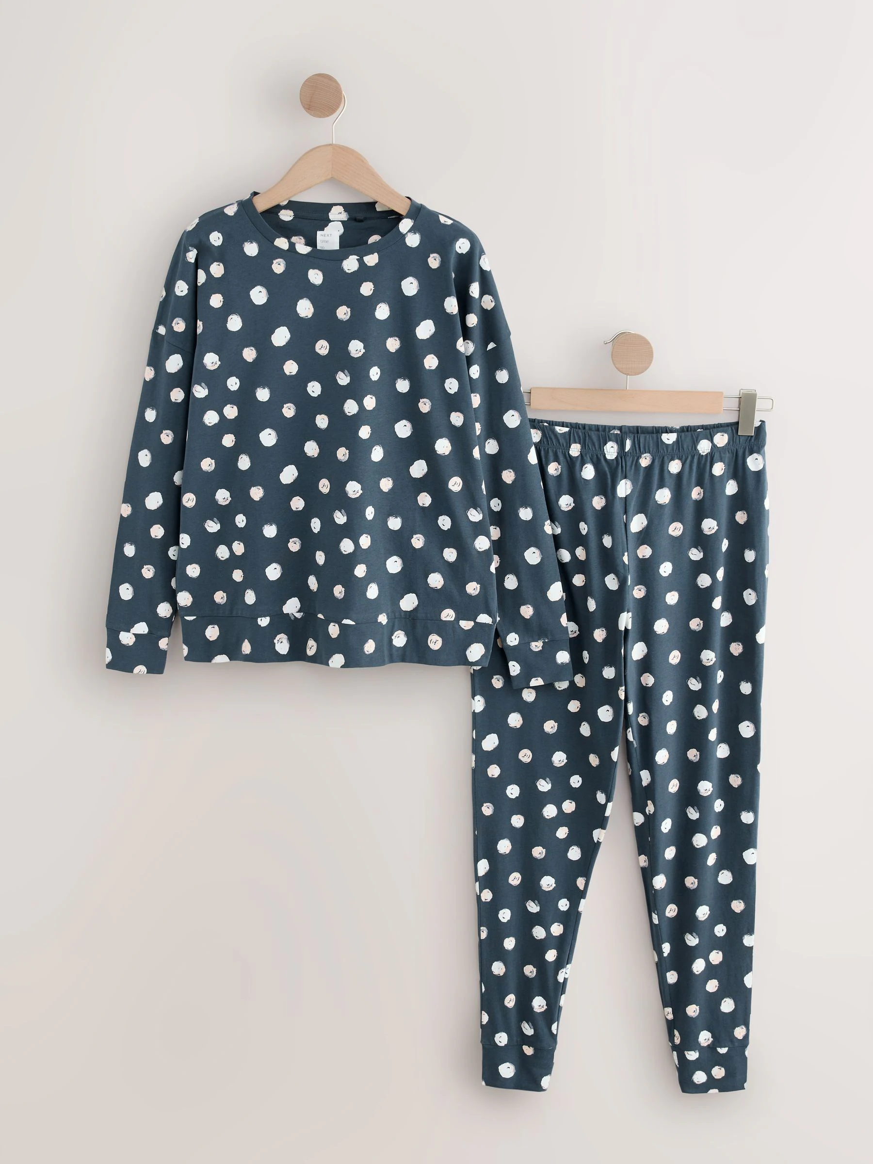 Marineblauwe stip - Pyjama met lange mouwen