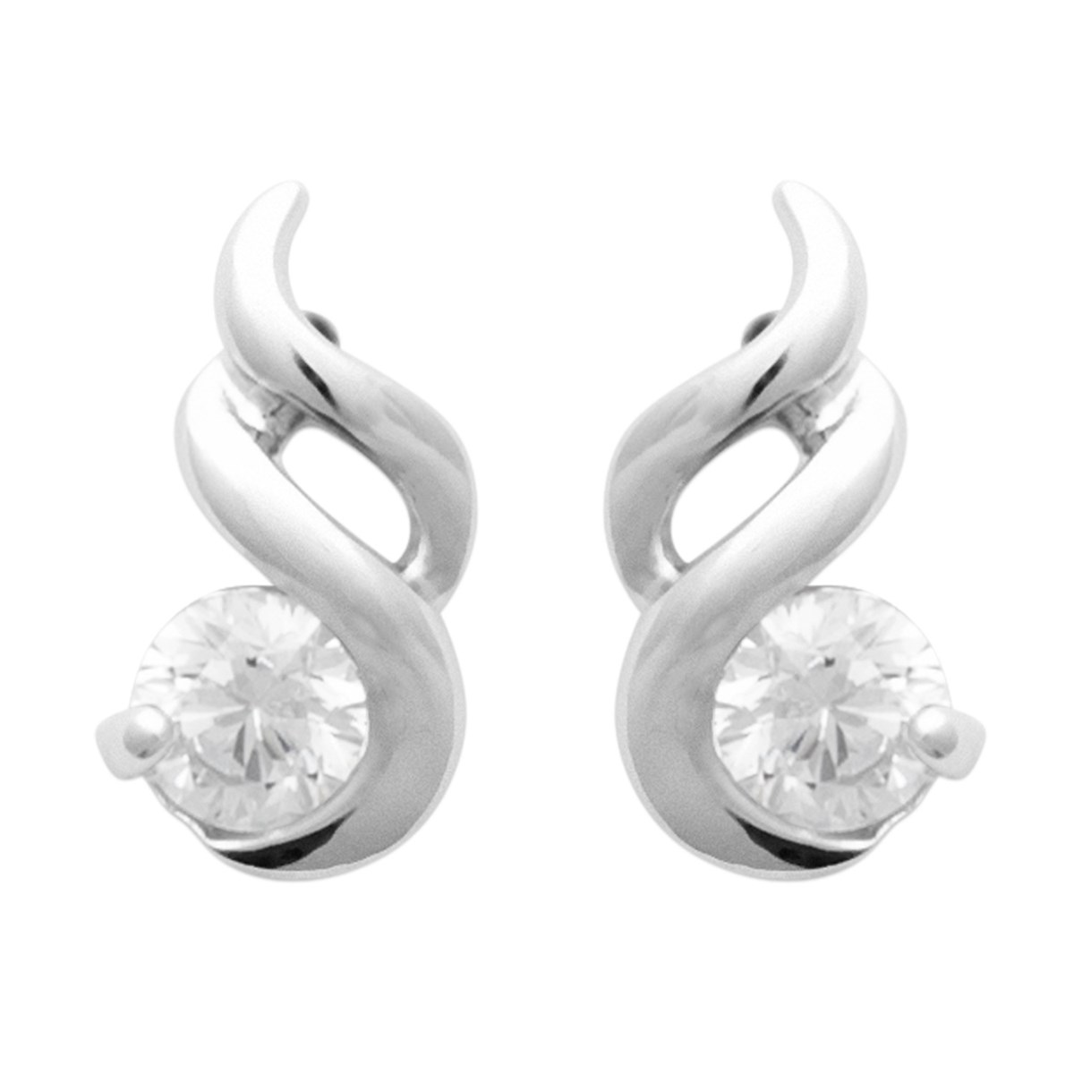 Boucles d'oreilles Brillaxis ondulations avec oxydeargent rhodié