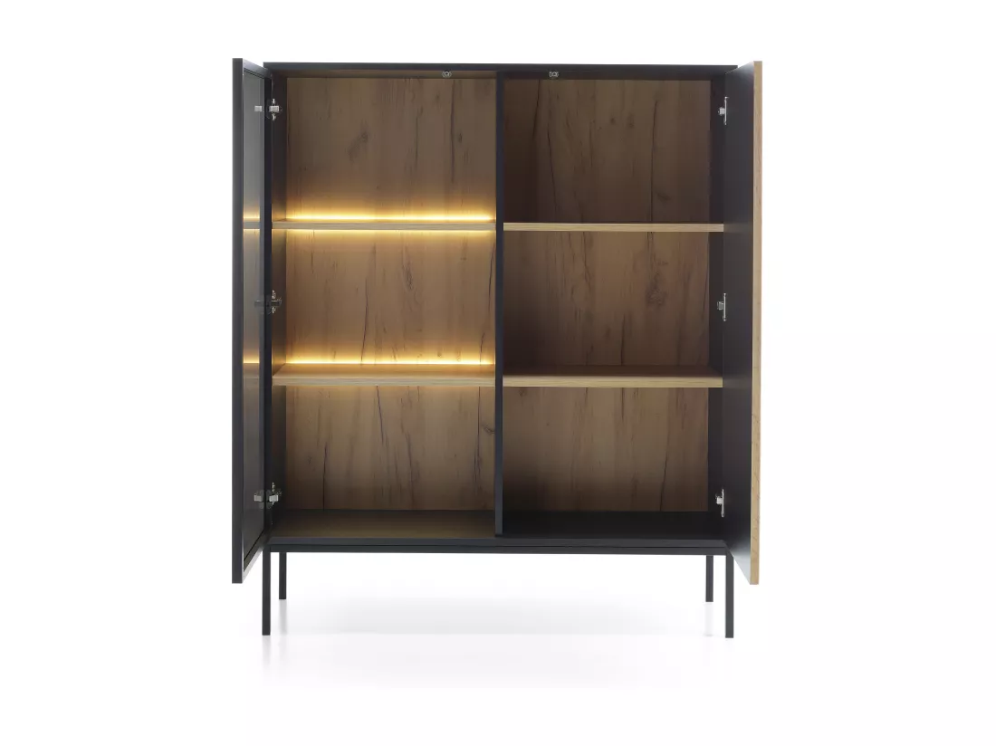 Vaisselier ODENSE 104 cm - chêne et noir