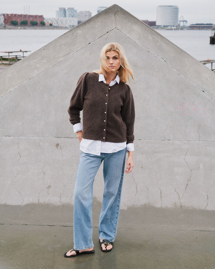 Neo Noir Nuna Knit Cardigan Brown melange