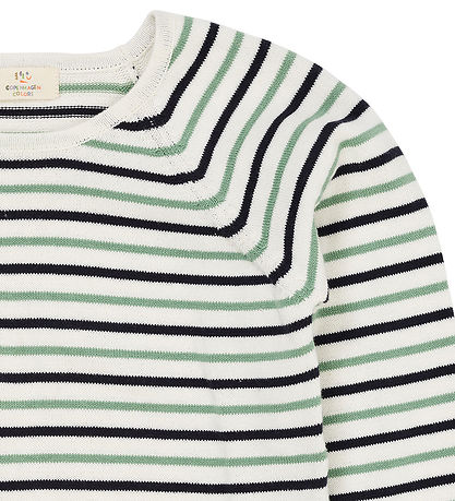 Copenhagen Colors Bluse - Strick - Cream Navy/Green Kamm
