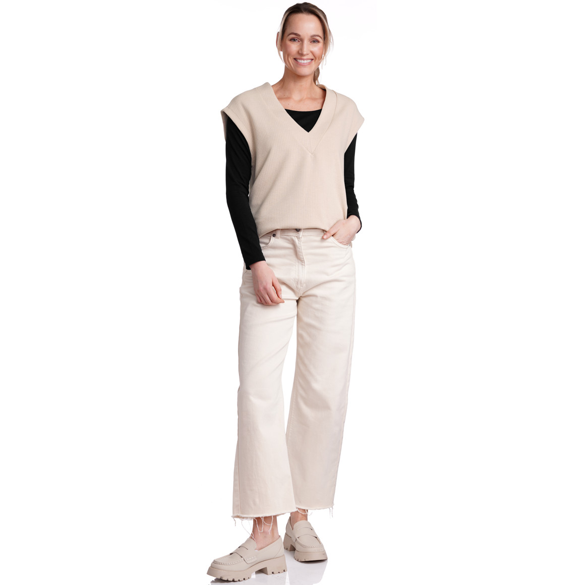 Gina Benotti Damen Pullunder in Sweat-Qualität beige