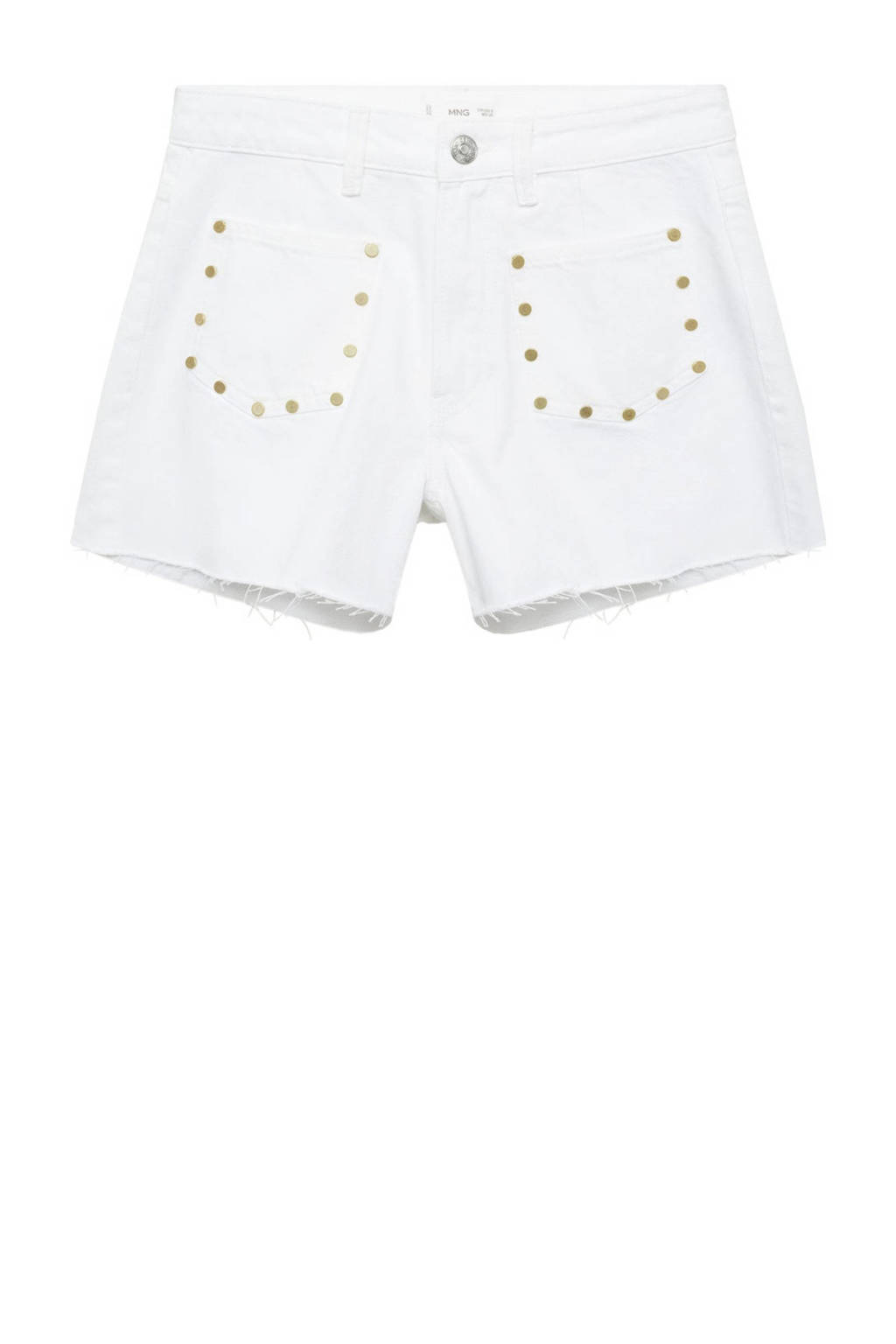MANGO TEEN denim short met all over print en studs wit