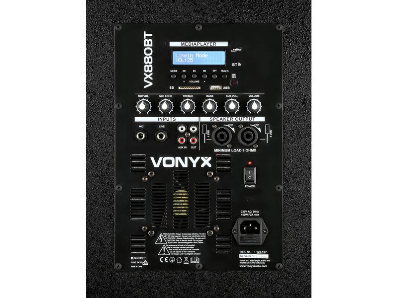 Vonyx PA-System VX880BT Mobiles Soundsystem mit Bluetooth und verkabeltem Mikrofon