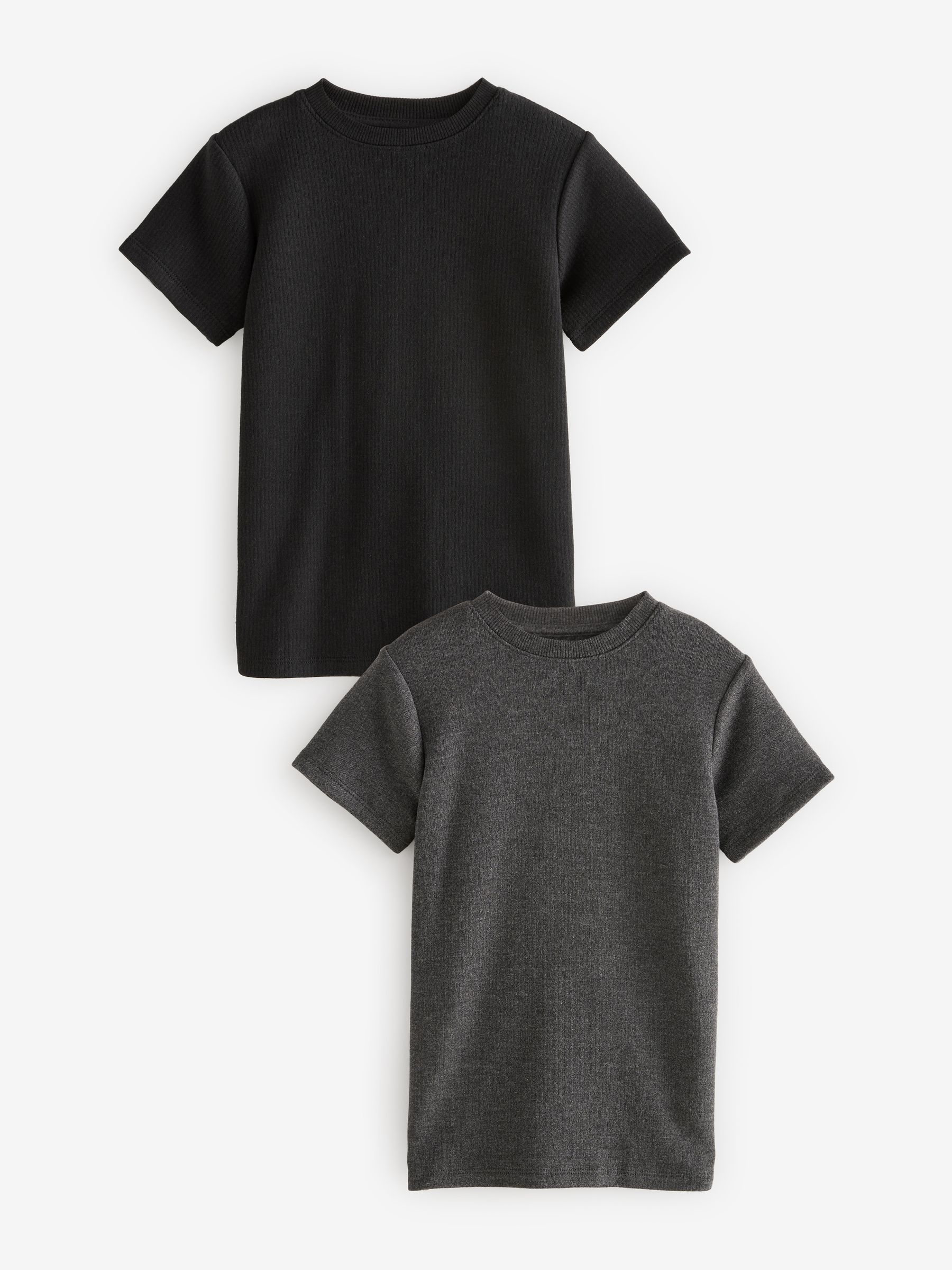 Zwart/antraciet - Set van 2 thermische T-shirts met korte mouwen (2-16jr)