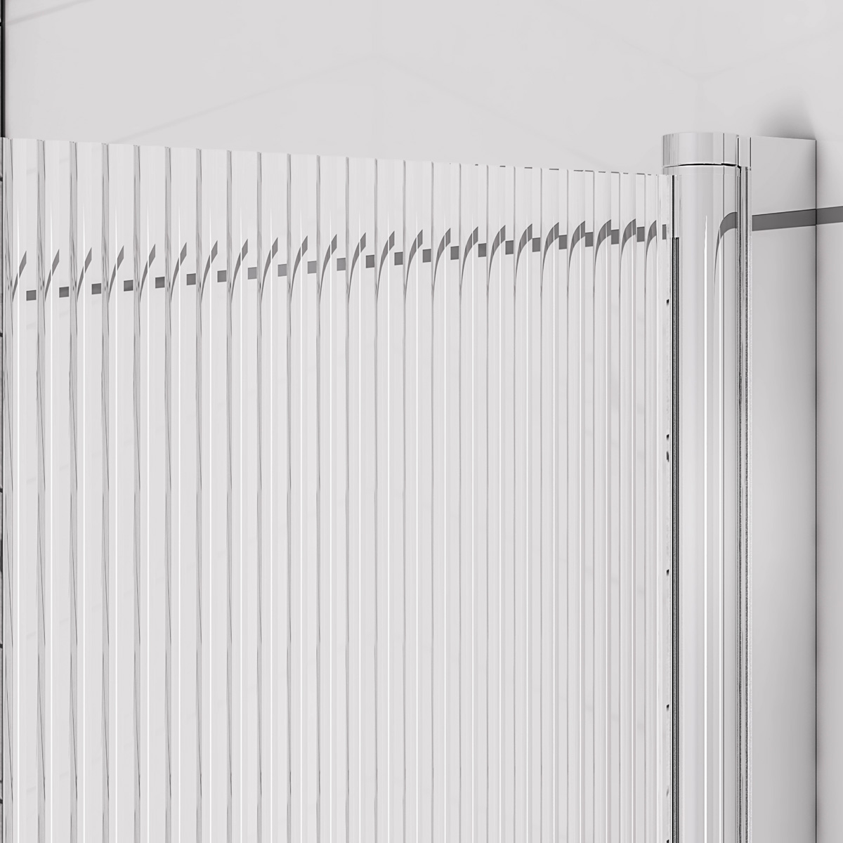 Eastbrook Fluted badwand met ribbelglas 80x140cm rechts chroom