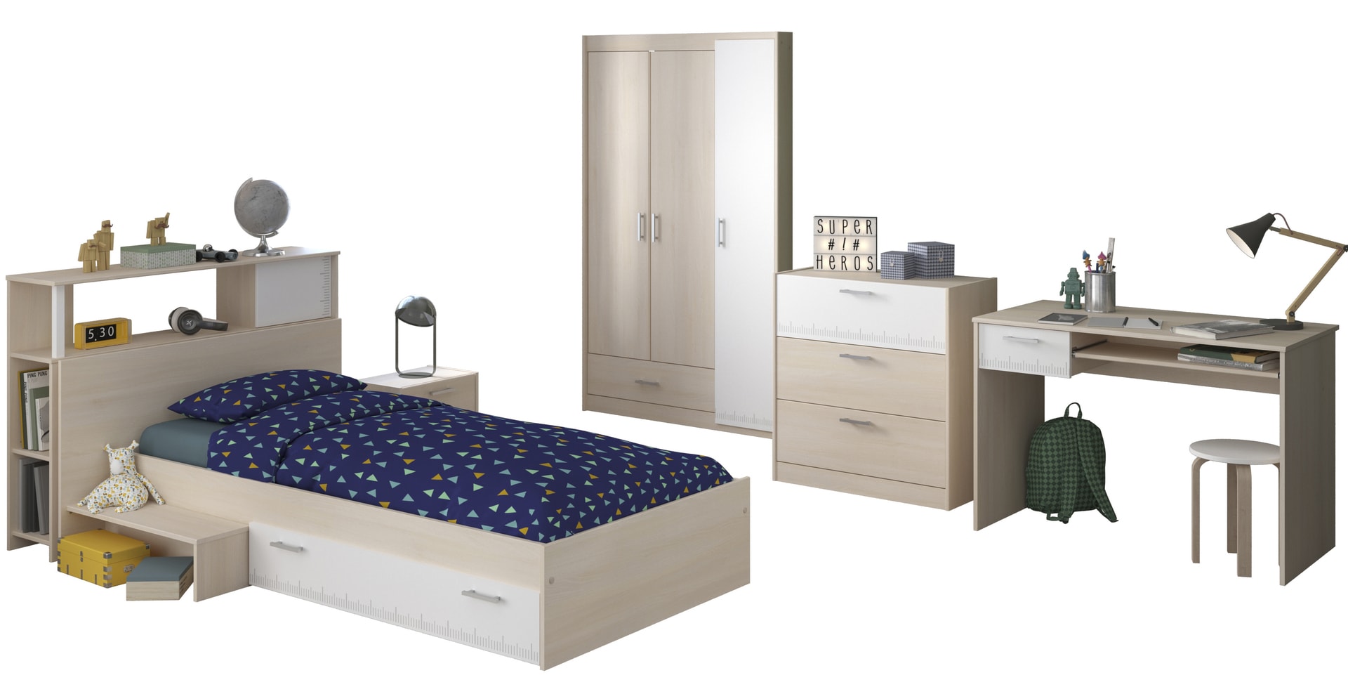 Parisot Kinderzimmer CHARLY 8 braun/weiß 6-teilig